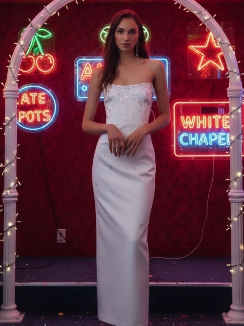BHLDN Strapless White Bridal Column Wedding Dress with Embellishment NWT